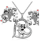 Panda Dinosaur Love Necklace Diamond Pendant Panda T-rex Heart Jewelry Lucky Chain Birthday Gift 925 Sterling Silver 20in.