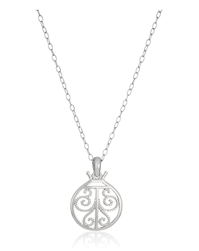 Cute Filigree Ladybug Necklace Pendant Laby Bug Jewelry Lucky Chain Birthday Gift 925 Sterling Silver 20in.