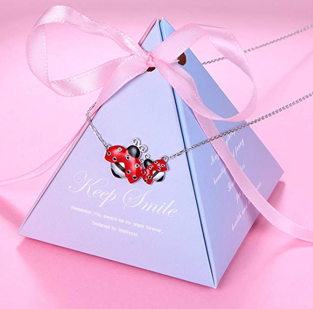 Cute Ladybug Family Necklace Pendant Lady Bug Jewelry Lucky Chain Birthday Gift 925 Sterling Silver 20in.