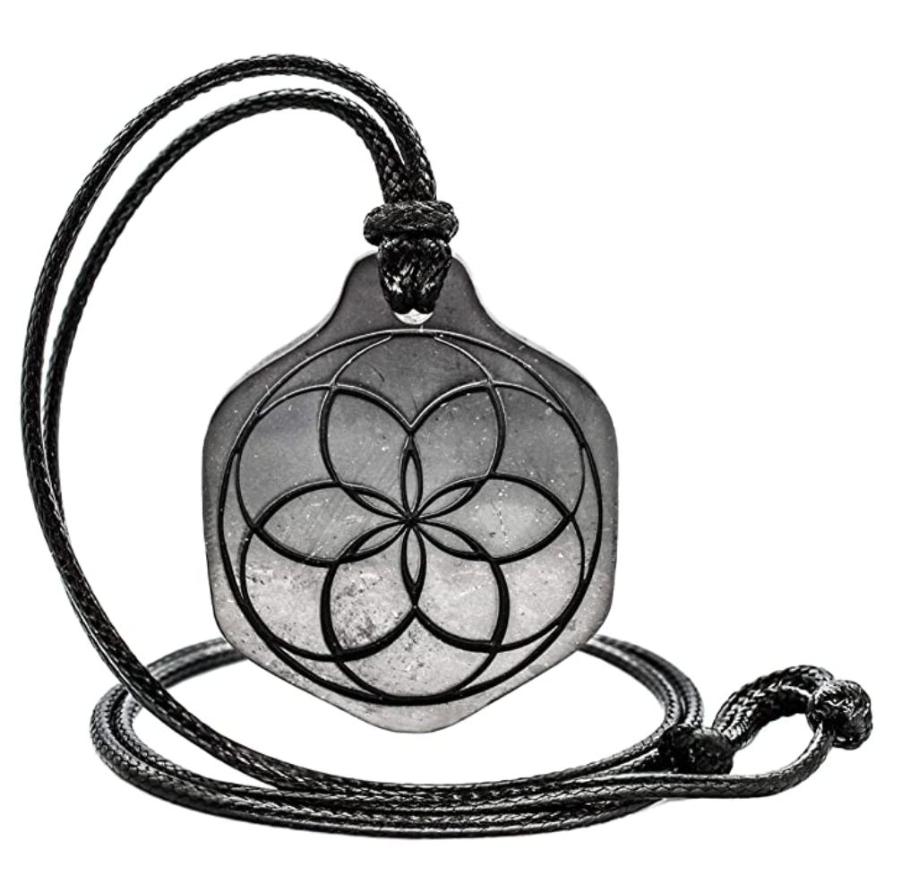 Flower of Life Necklace Crystal Merkaba Star Tetrahedron Healing Reiki Wand Pendant Wond Chain Sacred Geometry Kabbalah Seed of Life Jewelry 28in.