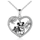 Baby Panda Heart Diamond Necklace Pendant Love Panda Jewelry Lucky Chain Birthday Gift 925 Sterling Silver 20in.