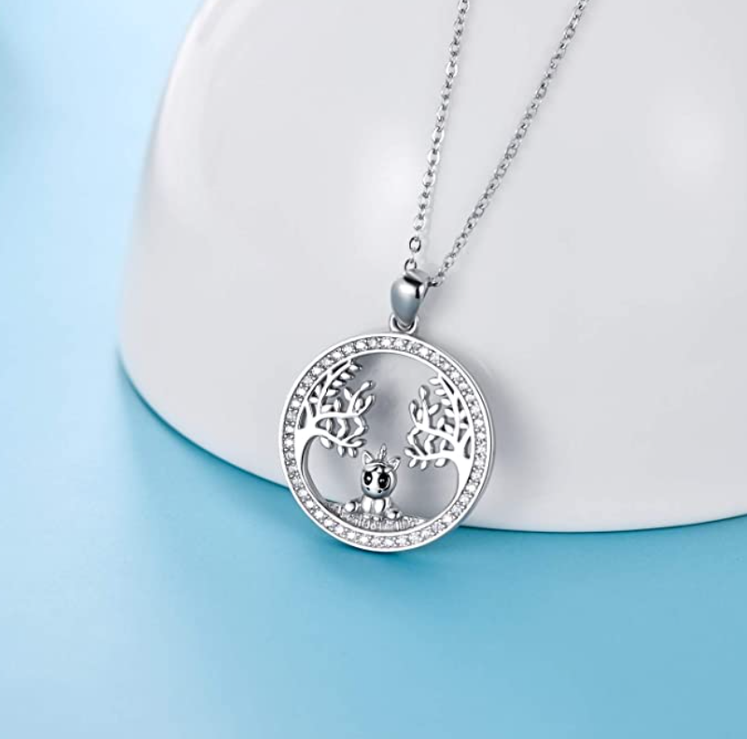 Tree Of Life Cow Diamond Necklace Pendant Baby Cow Jewelry Lucky Chain Birthday Gift 925 Sterling Silver 20in.