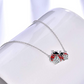 Ladybug Necklace Diamond Pendant  Laby Bug Family Jewelry Lucky Chain Birthday Gift 925 Sterling Silver 20in.