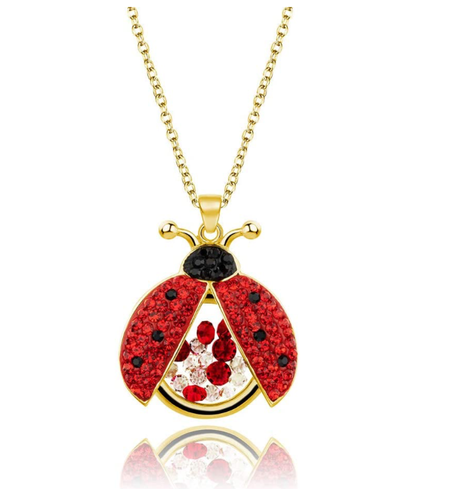 Copy of Ladybug Memorial Necklace Pendant Ashes Locket Cremation Ladybug Jewelry Lucky Chain Birthday Gift Stainless Steel 20in.
