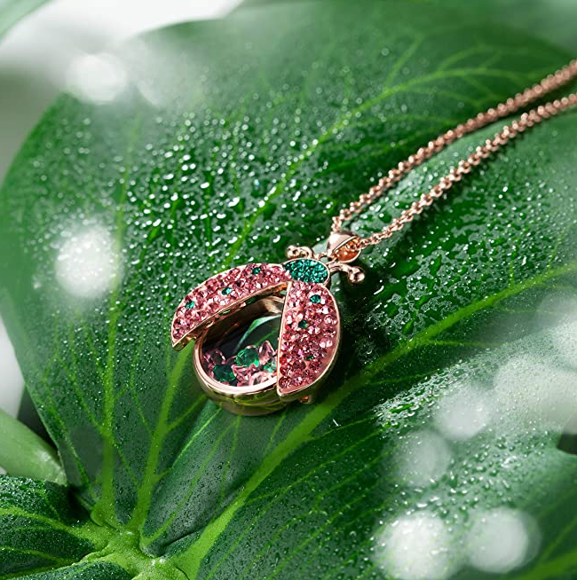 Copy of Ladybug Memorial Necklace Pendant Ashes Locket Cremation Ladybug Jewelry Lucky Chain Birthday Gift Stainless Steel 20in.