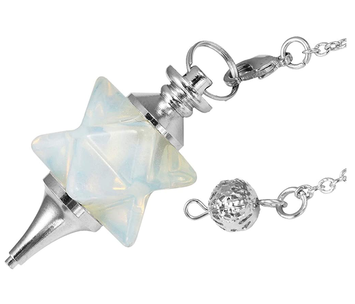 Crystal Merkaba Star Tetrahedron Necklace Pendulum Healing Reiki Wand Pendant Wond Chain Sacred Geometry Kabbalah Jewelry