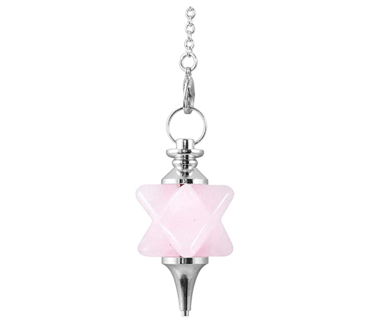 Crystal Merkaba Star Tetrahedron Necklace Pendulum Healing Reiki Wand Pendant Wond Chain Sacred Geometry Kabbalah Jewelry