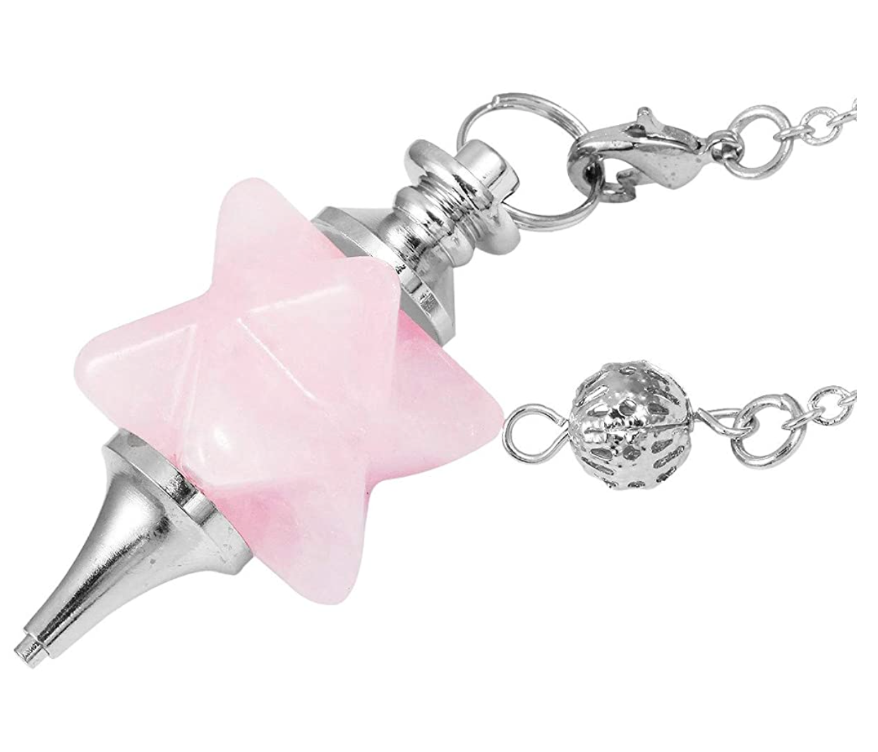 Crystal Merkaba Star Tetrahedron Necklace Pendulum Healing Reiki Wand Pendant Wond Chain Sacred Geometry Kabbalah Jewelry