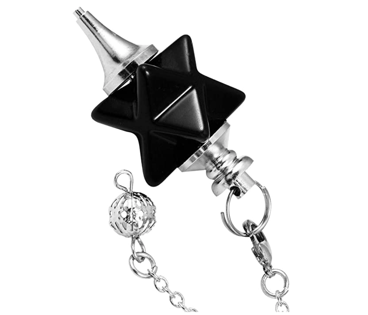 Crystal Merkaba Star Tetrahedron Necklace Pendulum Healing Reiki Wand Pendant Wond Chain Sacred Geometry Kabbalah Jewelry