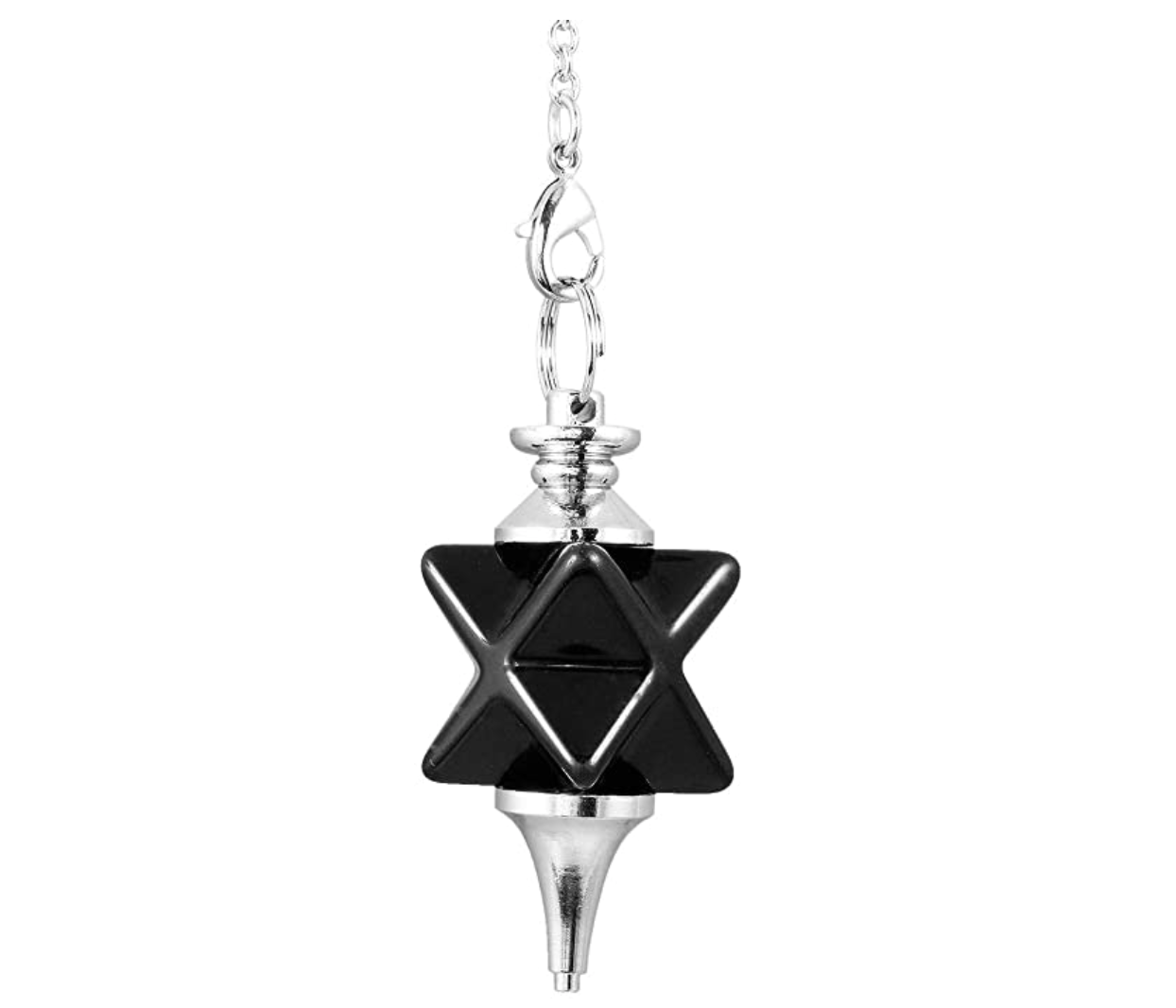 Crystal Merkaba Star Tetrahedron Necklace Pendulum Healing Reiki Wand Pendant Wond Chain Sacred Geometry Kabbalah Jewelry