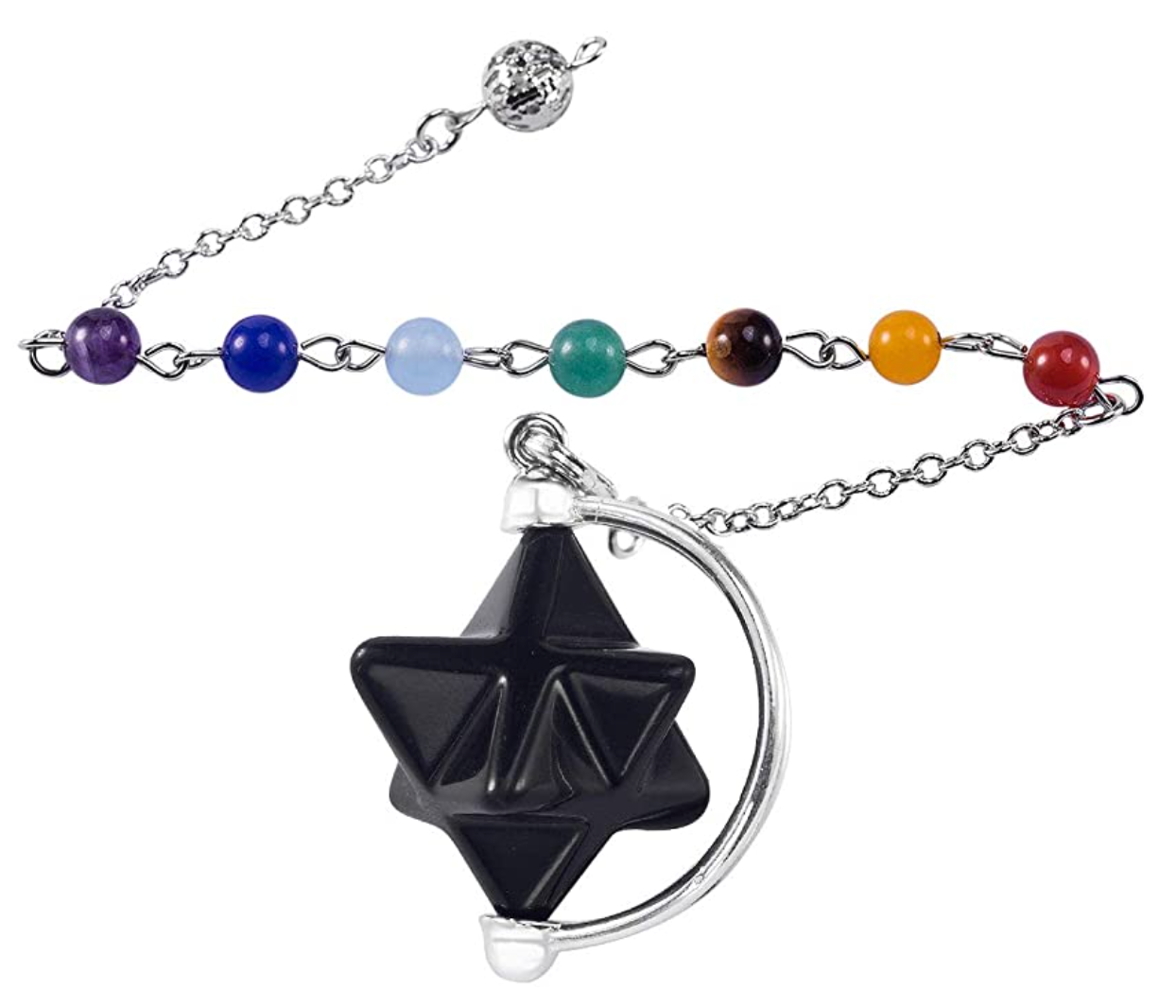 Star Tetrahedron Necklace Pendulum Crystal Merkaba Healing Reiki Wand Pendant Wond Chain Sacred Geometry Kabbalah Jewelry