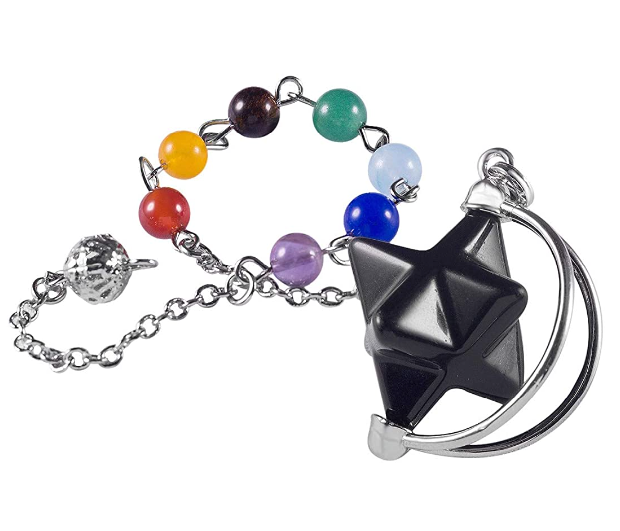 Star Tetrahedron Necklace Pendulum Crystal Merkaba Healing Reiki Wand Pendant Wond Chain Sacred Geometry Kabbalah Jewelry