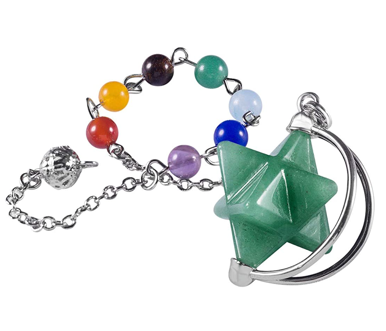 Star Tetrahedron Necklace Pendulum Crystal Merkaba Healing Reiki Wand Pendant Wond Chain Sacred Geometry Kabbalah Jewelry