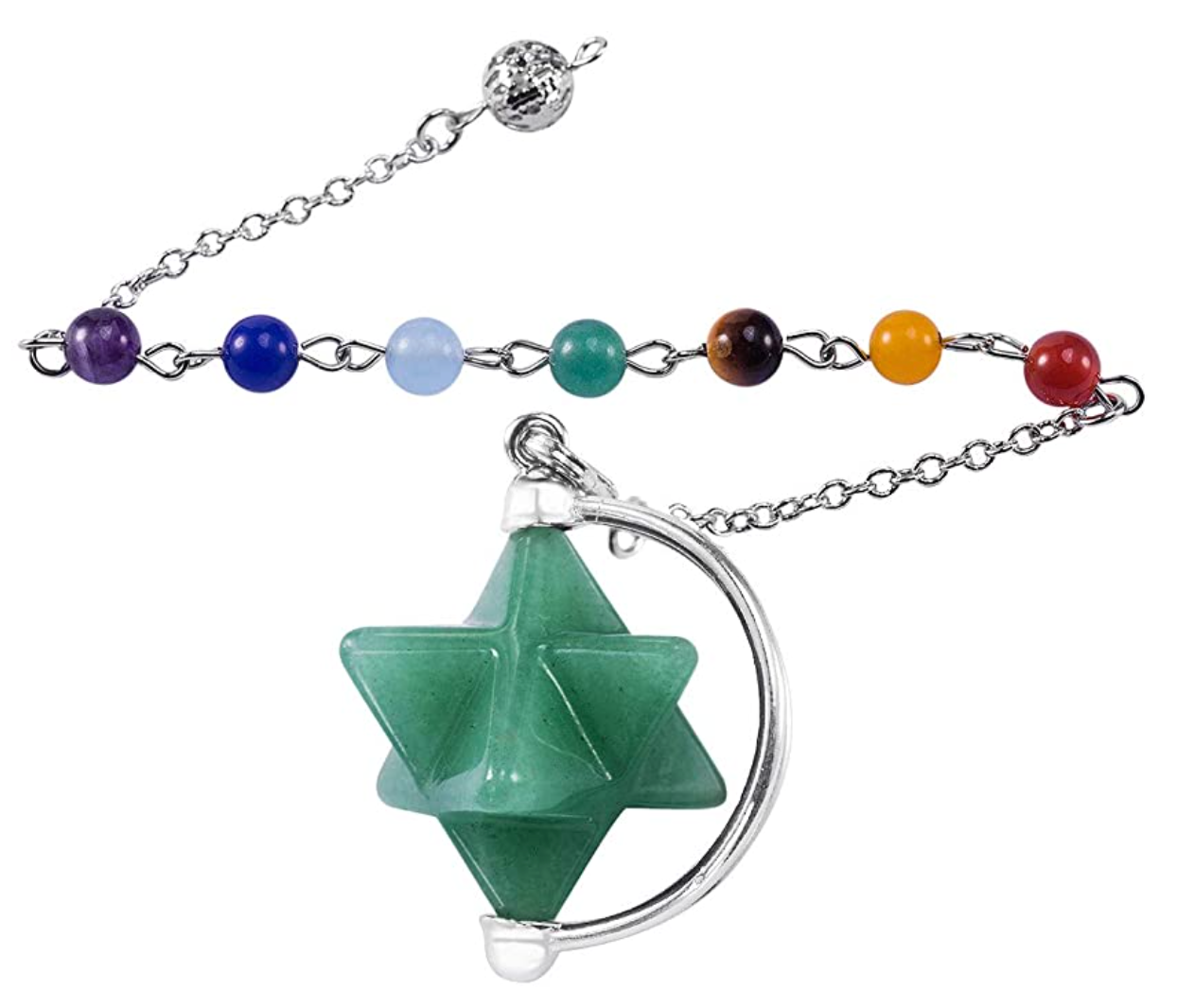 Star Tetrahedron Necklace Pendulum Crystal Merkaba Healing Reiki Wand Pendant Wond Chain Sacred Geometry Kabbalah Jewelry
