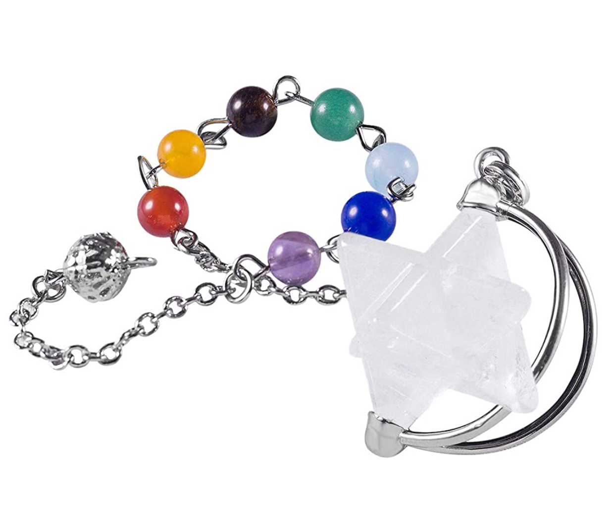 Star Tetrahedron Necklace Pendulum Crystal Merkaba Healing Reiki Wand Pendant Wond Chain Sacred Geometry Kabbalah Jewelry
