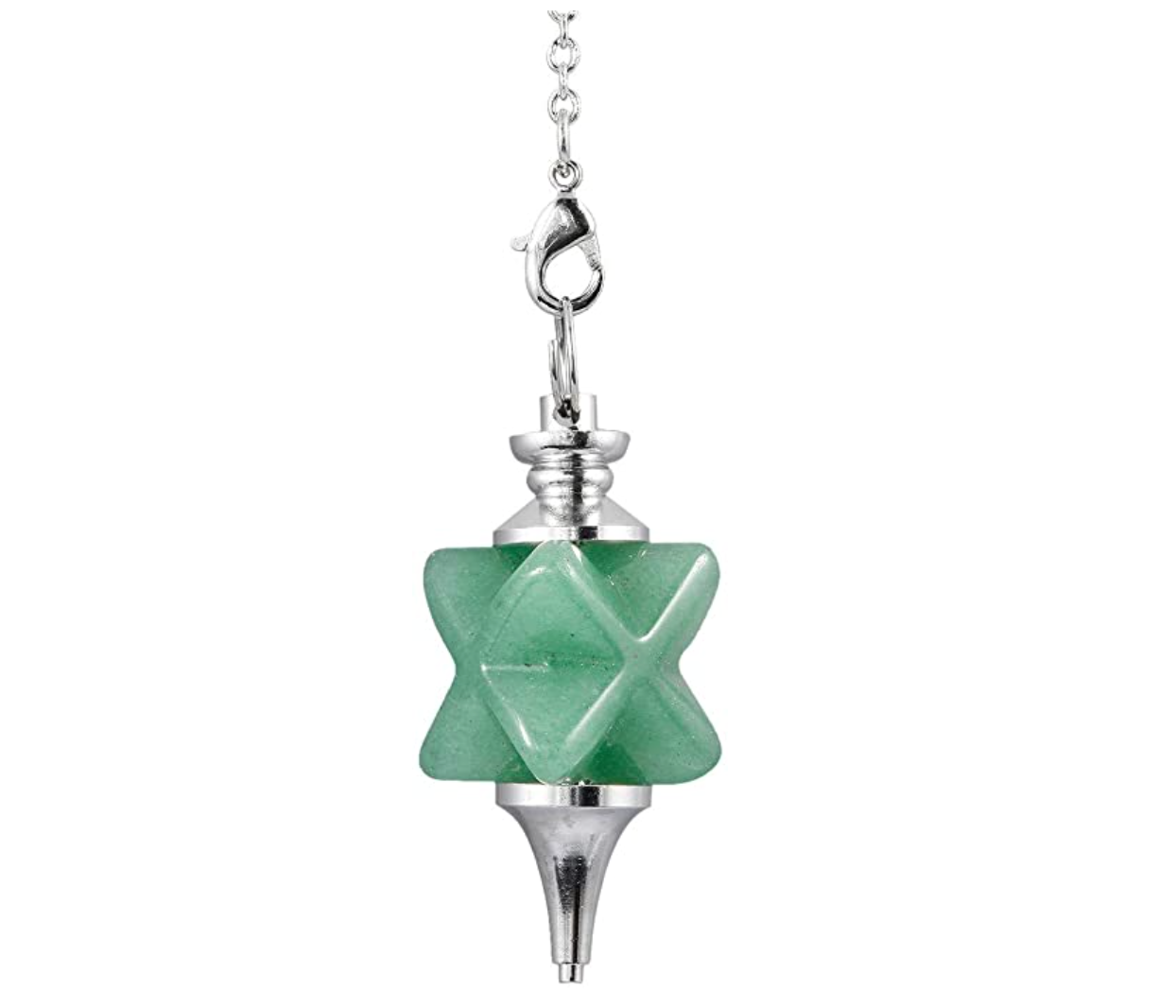 Crystal Merkaba Star Tetrahedron Necklace Pendulum Healing Reiki Wand Pendant Wond Chain Sacred Geometry Kabbalah Jewelry