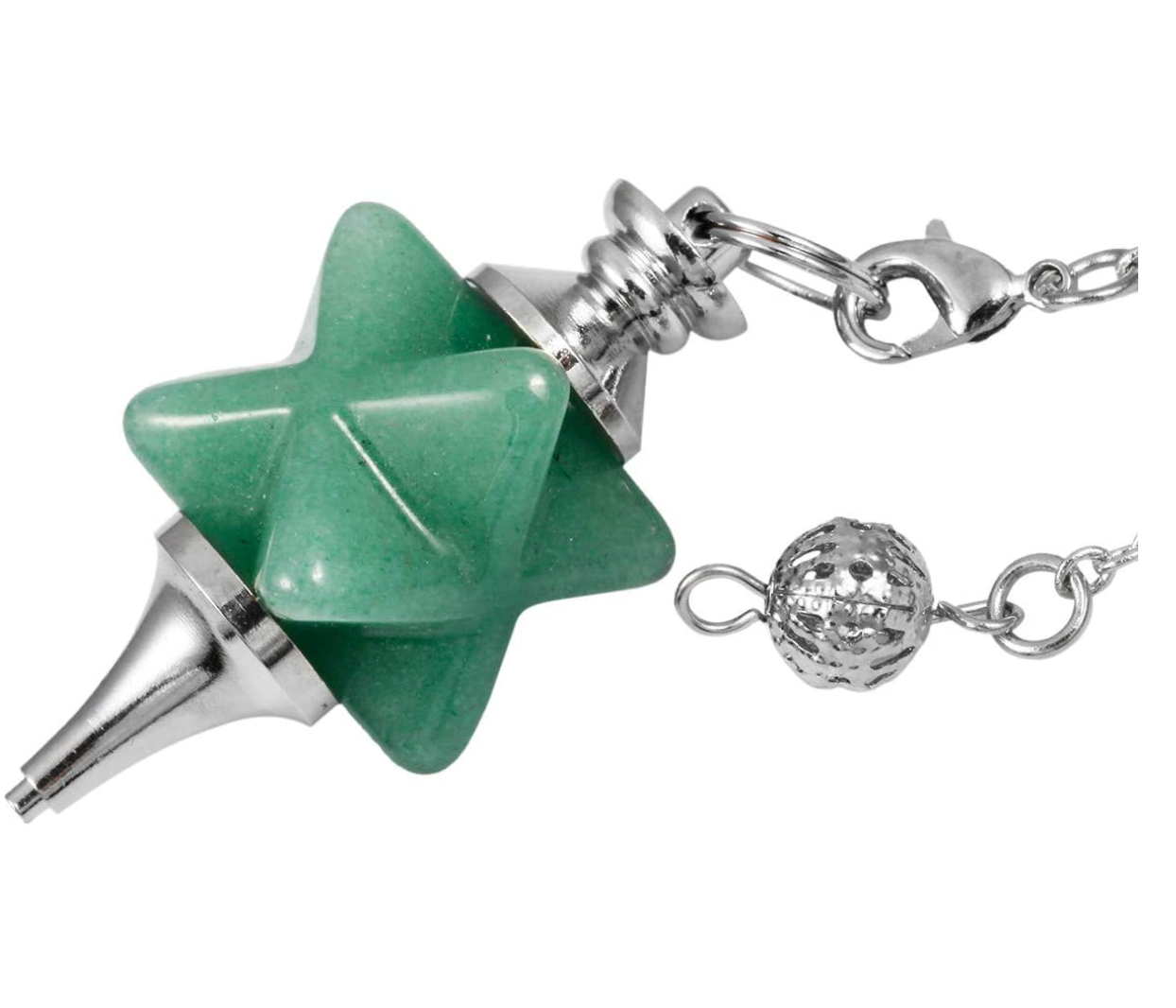 Crystal Merkaba Star Tetrahedron Necklace Pendulum Healing Reiki Wand Pendant Wond Chain Sacred Geometry Kabbalah Jewelry