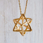 Gold Merkaba Necklace Star Tetrahedron Pendant Pendulum Healing Reiki Pendant Chain Sacred Geometry Kabbalah Jewelry 925 Sterling Silver 20in.