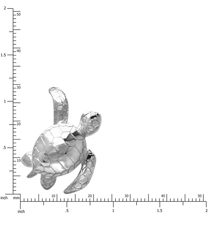 Turtle Necklace Honu Pendant Sea Turtle Beach Ocean Tropical Jewelry Hawaiian Gift 925 Sterling Silver Chain 20in.