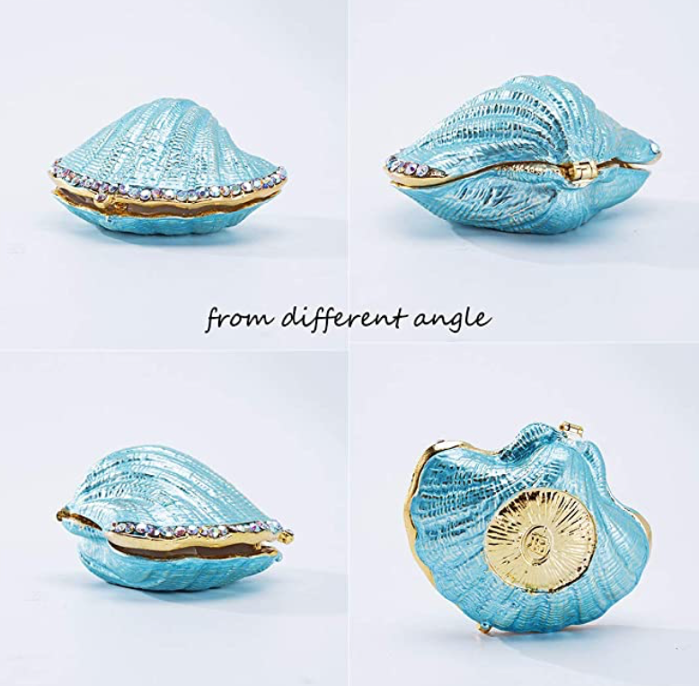 Seashell Trinket Box Ring Holder Ocean Tropical Surfer Pearl Mussel Clam Jewelry Hawaiian Gift
