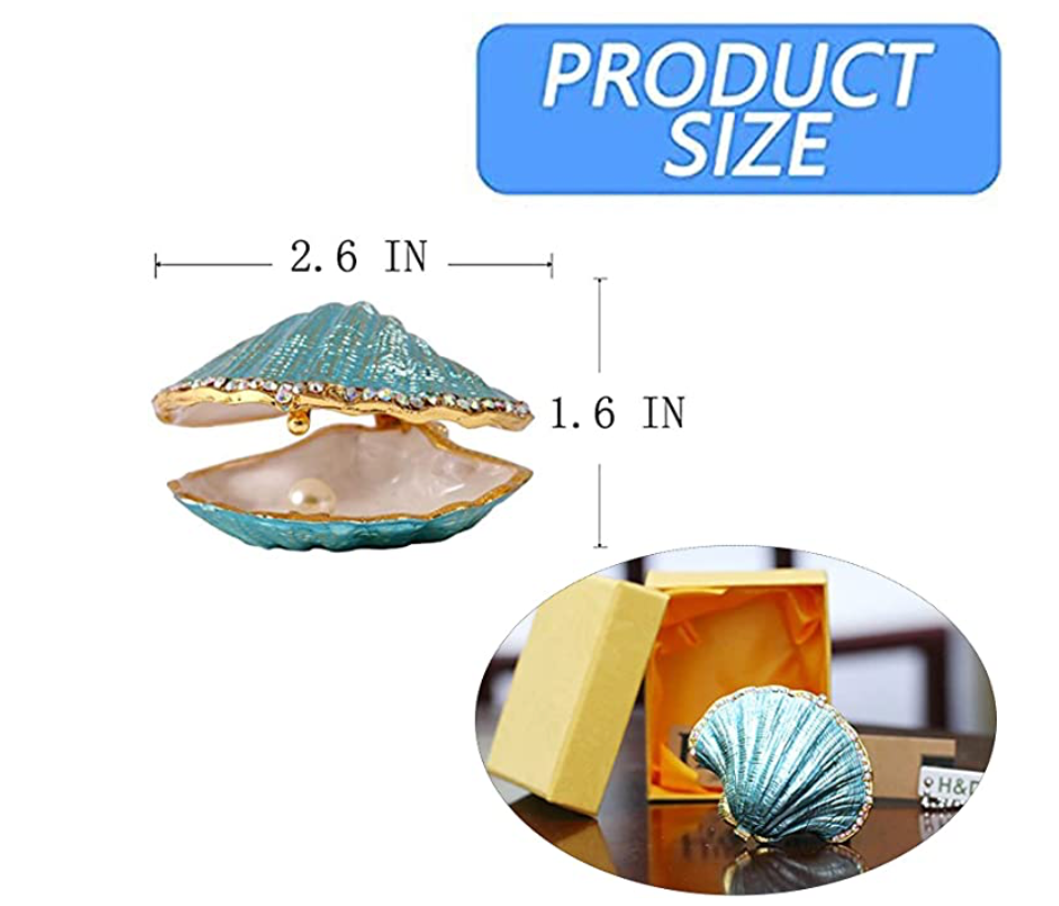 Seashell Trinket Box Ring Holder Ocean Tropical Surfer Pearl Mussel Clam Jewelry Hawaiian Gift