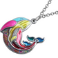 Cute Blue Whale Necklace Colorful Pendant Whale Beach Ocean Tropical Jewelry Hawaiian Gift 925 Sterling Silver Chain 20in.