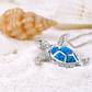 Blue Opal Sea Turtle Necklace Pendant Beach Ocean Tropical Green Turtle Jewelry Hawaiian Birthstone Chain Gift 925 Sterling Silver 20in.