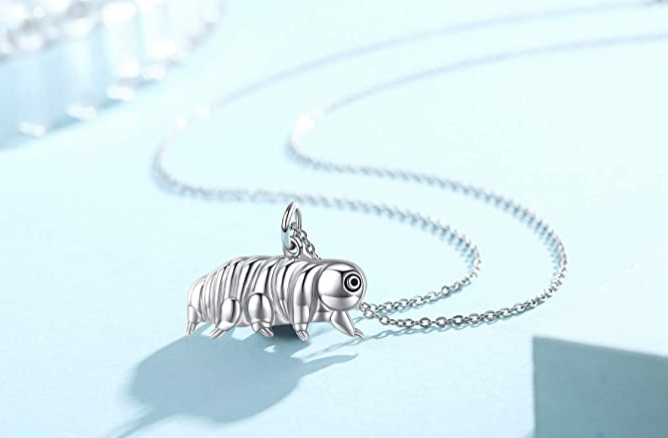 Cute Water Bear Necklace Tardigrade Pendant Jewelry Giant Microbes Graduation Science Microbiology Gift 925 Sterling Silver Chain 20in.