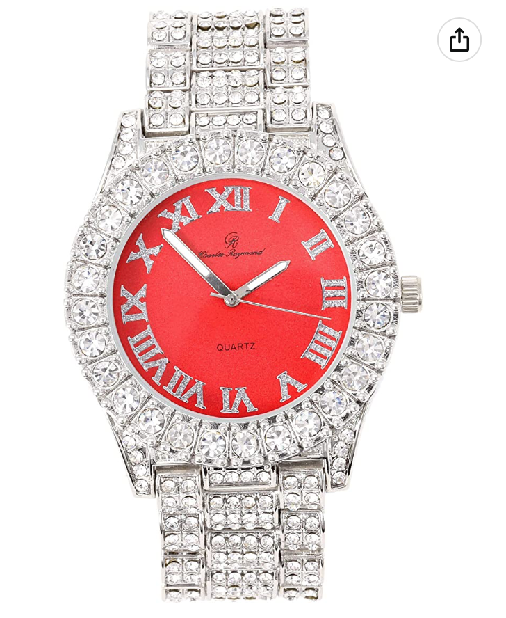 Womens Pink Dial Watch Ladies Silver Diamond Watch Luxury Jewelry Hip Hop Watch Bust Down Roman Numerals Bling Red Green Face