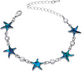 Blue Starfish Charm Bracelet Pendant Star Fish Jewelry Anklet Abalone Shells Gift 925 Sterling Silver Chain
