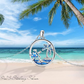 Blue Opal Sea Turtle Palm Tree Necklace Pendant Tortoise Beach Jewelry Gift 925 Sterling Silver Chain 20in.