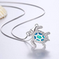 925 Sterling Silver Blue Opal Sea Turtle Pendant Necklace Turtle Jewelry Chain Gift 20in.
