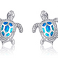 Blue Opal Sea Turtle Earrings Turtle Jewelry Gift 925 Sterling Silver