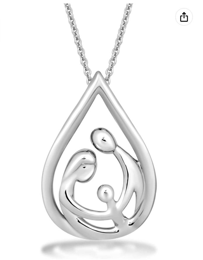 Parent and Child Family Necklace Pendant Family Love Jewelry Gift 925 Sterling Silver Chain 20in.