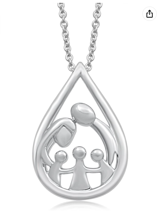 Parent and Child Family Necklace Pendant Family Love Jewelry Gift 925 Sterling Silver Chain 20in.