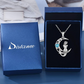 Cute Mermaid Moon Love Pendant Diamond Heart Necklace Mermaid Jewelry Birthday Gift 925 Sterling Silver Chain 20in.