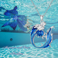 Blue Water Wave Mermaid Necklace Pendant Mermaid Beach Tropical Ocean Sea Jewelry Hawaiian Birthday Gift 925 Sterling Silver Chain 20in.