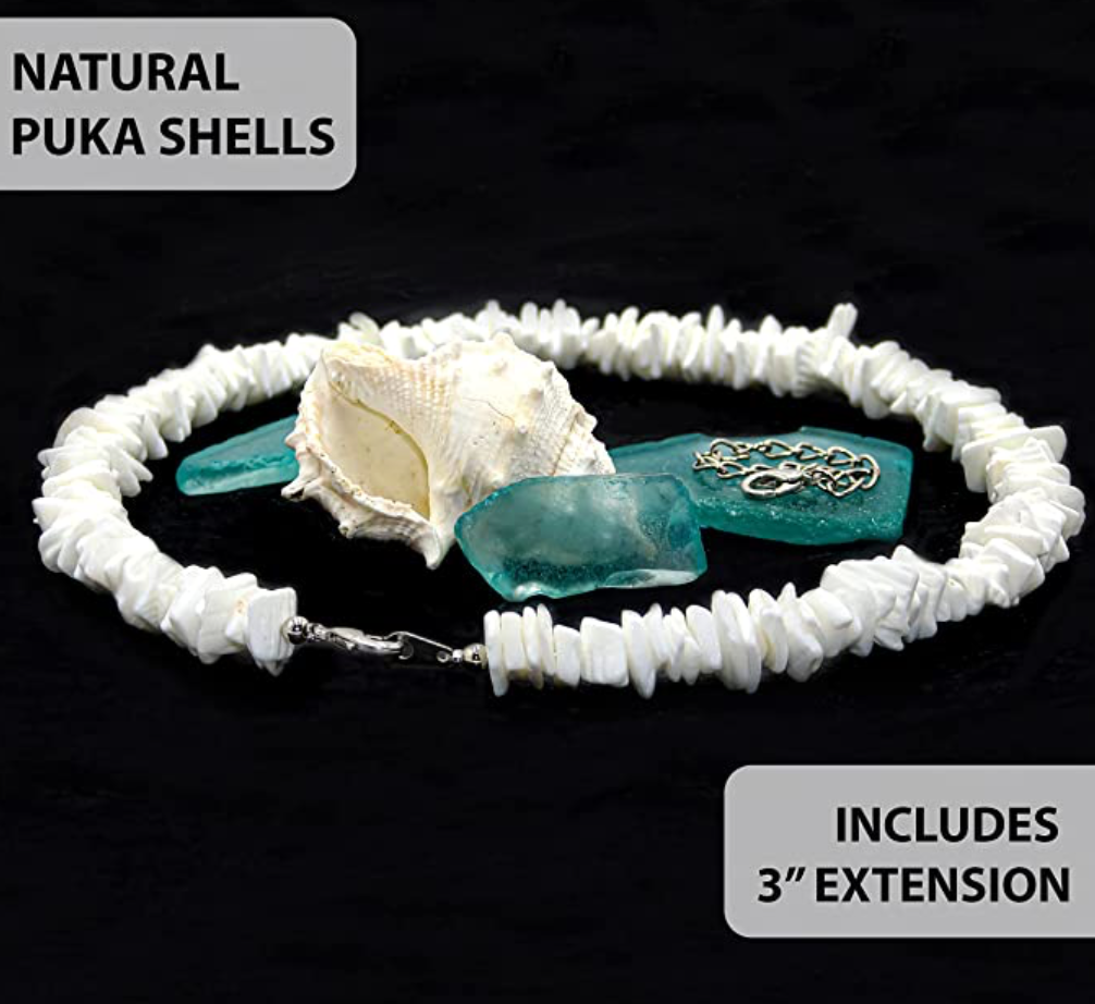 Natural White Puka Shells Natural Beaded Rope Cord Hawaiian Necklace Lucky Charm Chain Birthday Gift 14 - 20in.