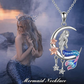 Flower Mermaid Crescent Moon Mermaid Pendant Mermaid Jewelry Birthday Gift Set 925 Sterling Silver Chain 18in.