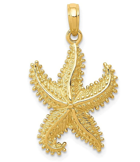 14K Gold Starfish Charm Bracelet Pendant For Necklace Star Fish Jewelry Birthday Gift