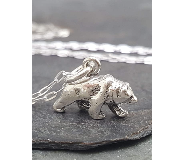 Dainty Bear Necklace Pendant Small Bear Family Jewelry Women Mom Wife Daughter Girls Gift 925 Sterling Silver Rose Gold 18in.