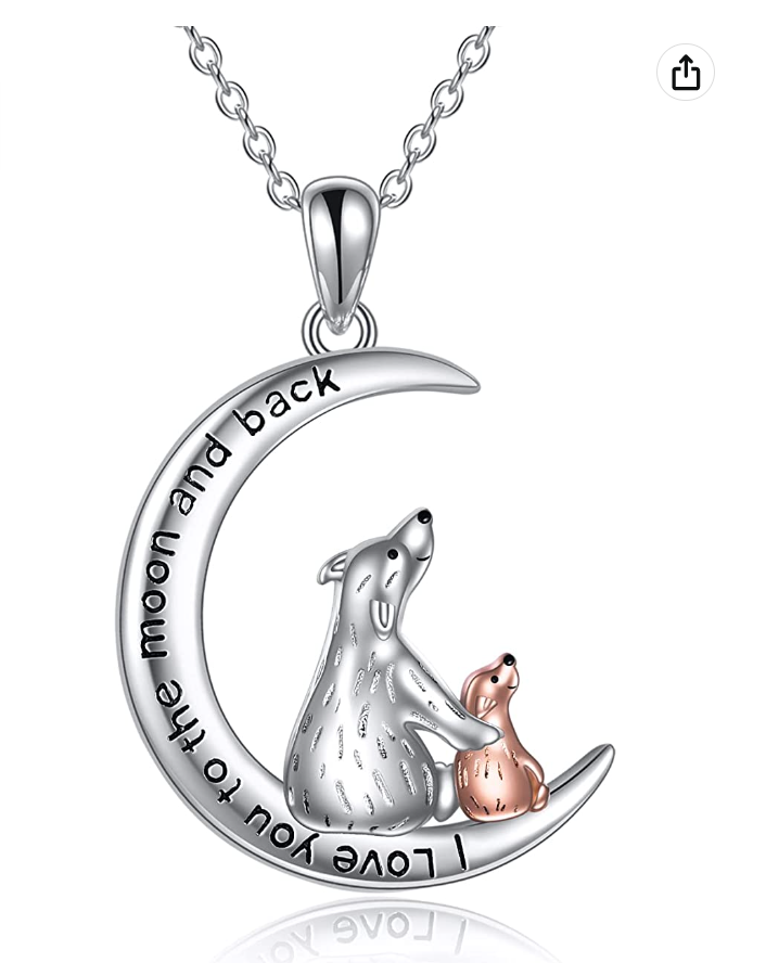 Daughter This Mama Bear Will Always Have Your Back Necklace (d.lk.004) 14K White Gold Finish / Luxury Box