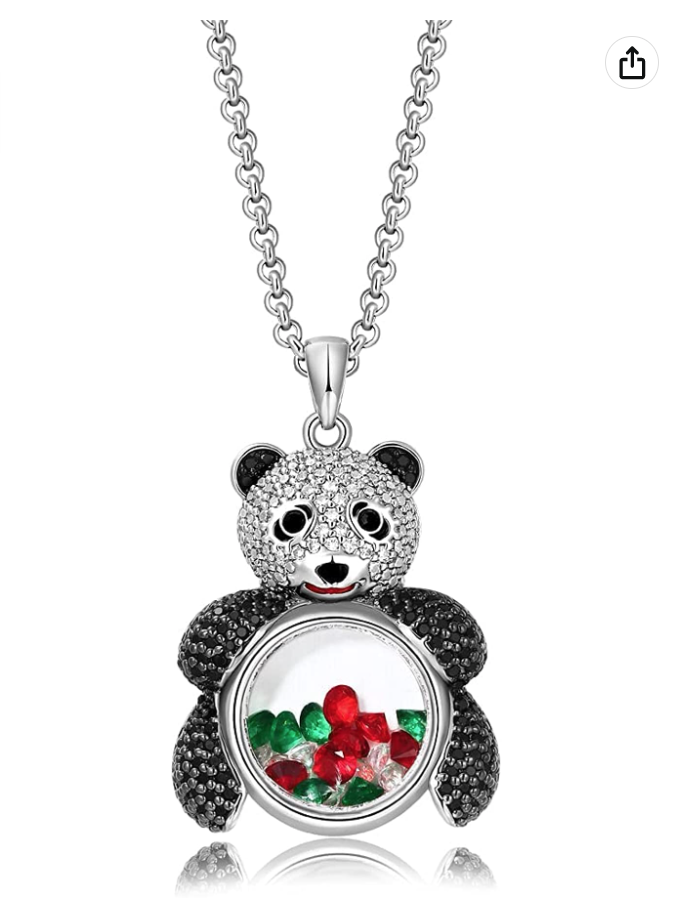 Crystal Panda Long Pendant Necklace