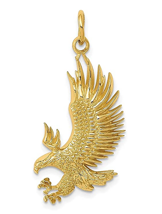 14K Gold Bald Eagle Pendant For Necklace Gold Charm Bracelet Bald Eagle Bird Jewelry Father Dad Gift