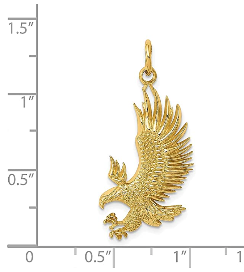 14K Gold Bald Eagle Pendant For Necklace Gold Charm Bracelet Bald Eagle Bird Jewelry Father Dad Gift