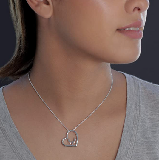 Moose Heart Necklace Pendant Love Elk Reindeer Jewelry Chain Norse Viking Hunter Nordic Gift 925 Sterling Silver 20in.