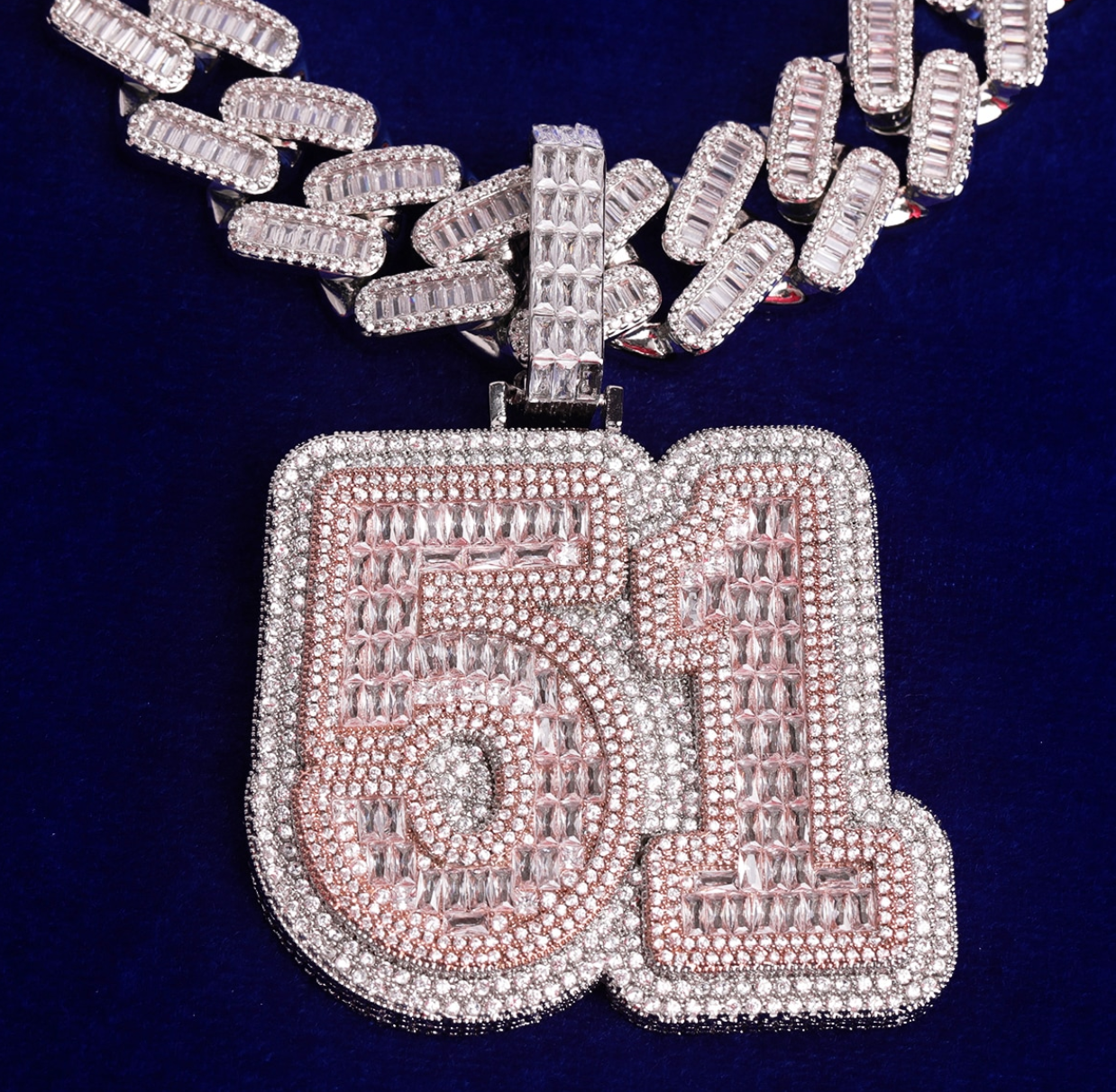 Custom Baguette Letter Necklace Name Pendant Chain Gold Silver Diamond Hip Hop Jewelry #14