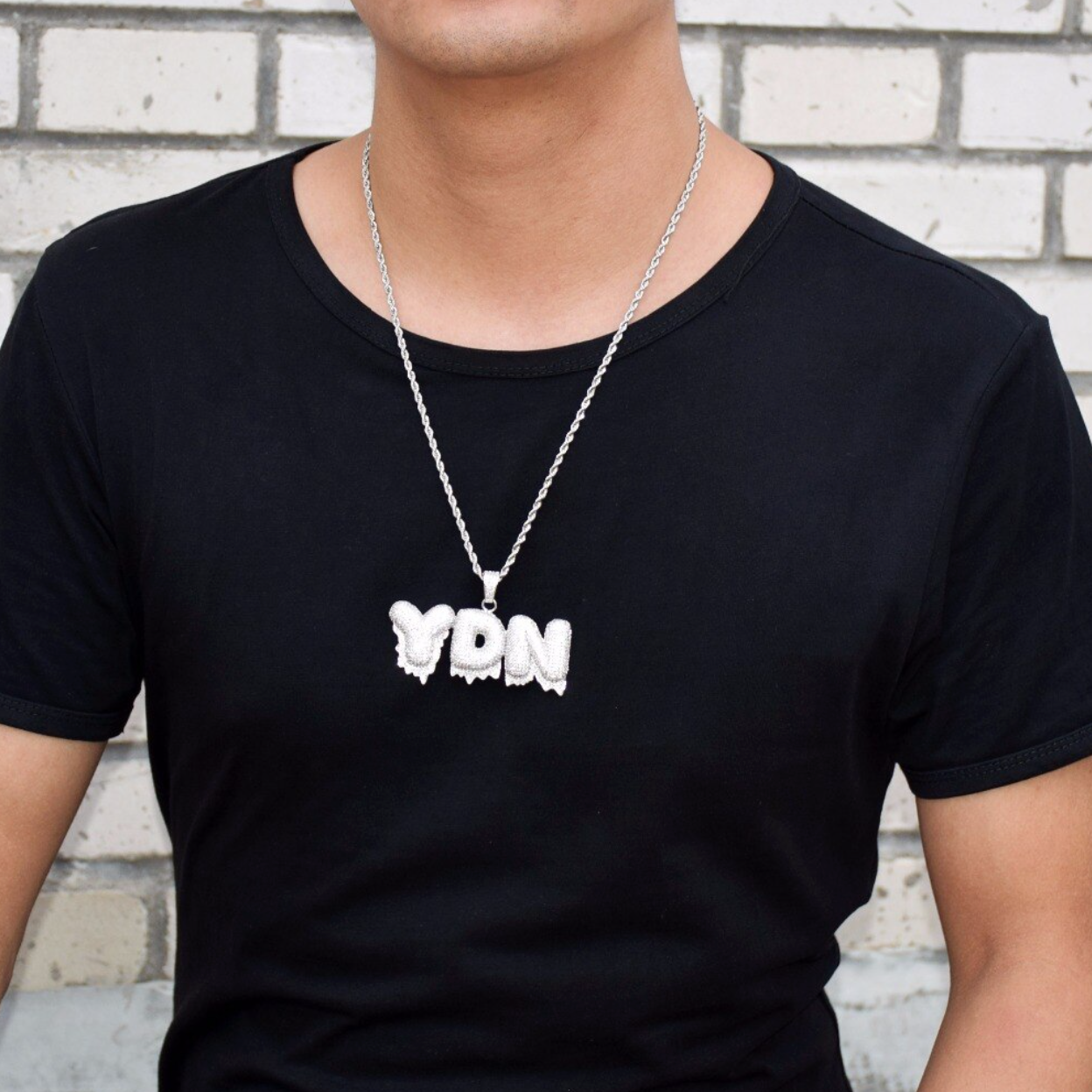 Custom Drip Bubble Letter Necklace Name Pendant Chain Gold Silver Diamond Hip Hop Jewelry #16