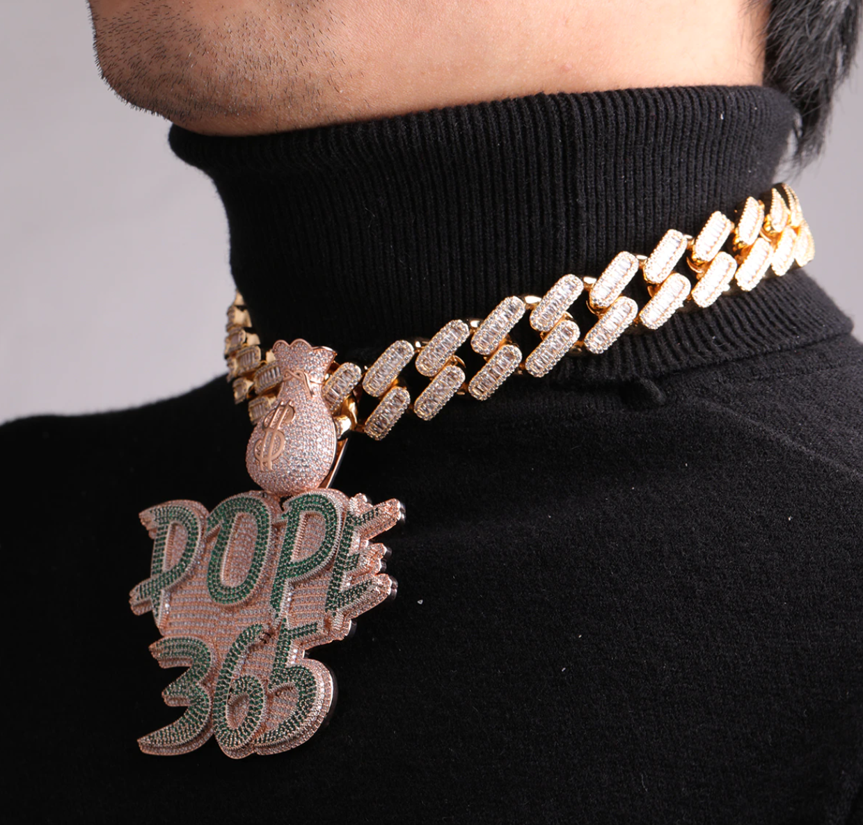 Custom Cash Money Bag Green Letter Necklace Name Pendant Chain Gold Silver Diamond Hip Hop Jewelry #44