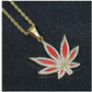 Green Leaf 420 Chain Weed Necklace Diamond Pendant Chain Supreme Necklace Hip Hop Bling 24in.